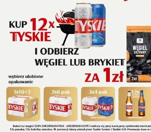 Piwo wybrane opakowanie + węgiel drzewny lub brykiet za 1zł
