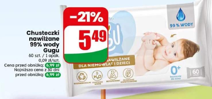 Chusteczki nawilżane 99% wody