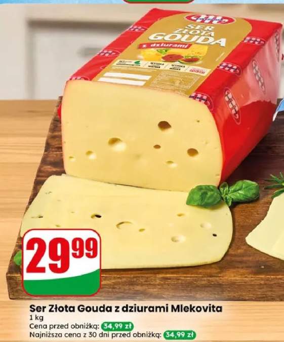Ser złota gouda z dziurami mlekovita