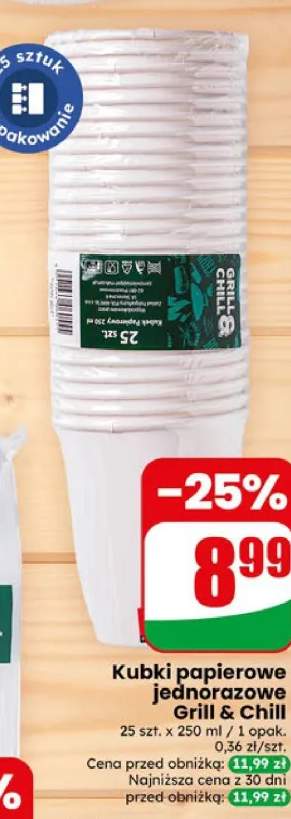 Kubki papierowe jednorazowe Grill & Chill 250ml 25szt.
