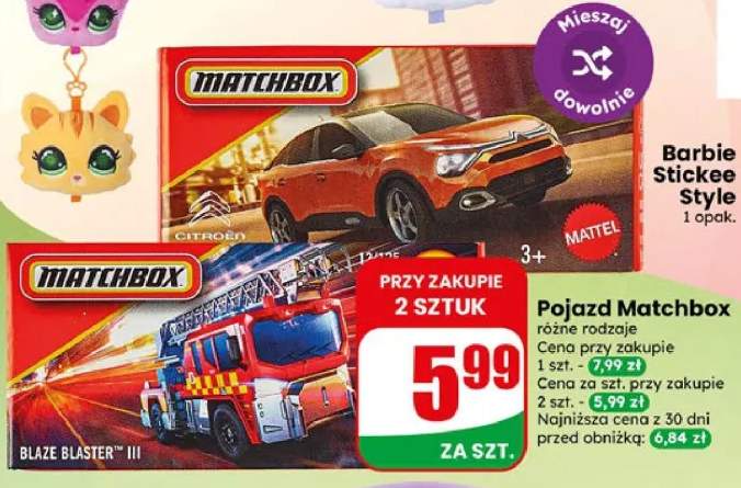 Pojazd Matchbox różne rodzaje