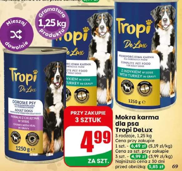Mokra karma dla psa tropi delux 1250g