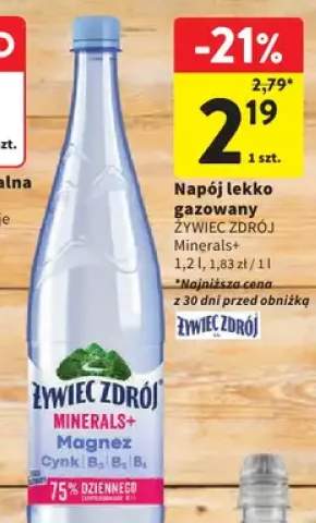 Napój lekko gazowany Żywiec Zdrój Minerals+ 1,2l