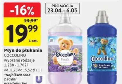 Płyn do płukania Coccolino wybrane rodzaje 1,28-1,702l