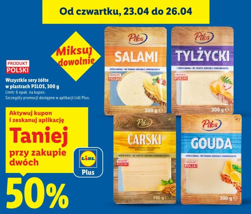 Ser żółty Pilos carski w plastrach