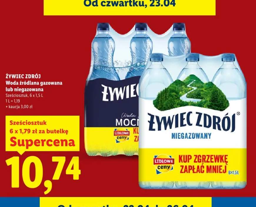 Woda źródlana gazowana Żywiec Zdrój 6x1,5l