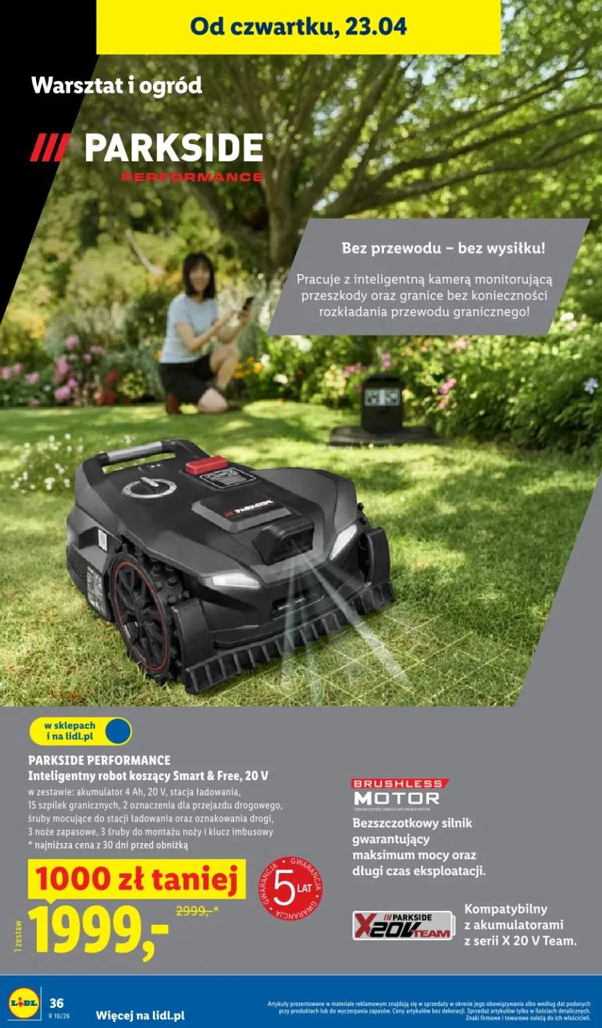 Robot koszący parkside performance inteligentny smart & free 20v