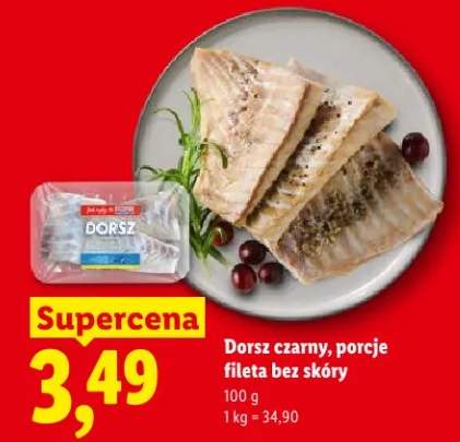 Dorsz czarny porcje fileta bez skóry