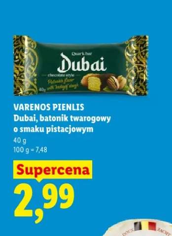 Batonik twarogowy Dubai o smaku pistacjowym