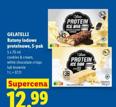 Batony lodowe proteinowe, 5-pak cookies & cream, white chocolate crisps lub brownie