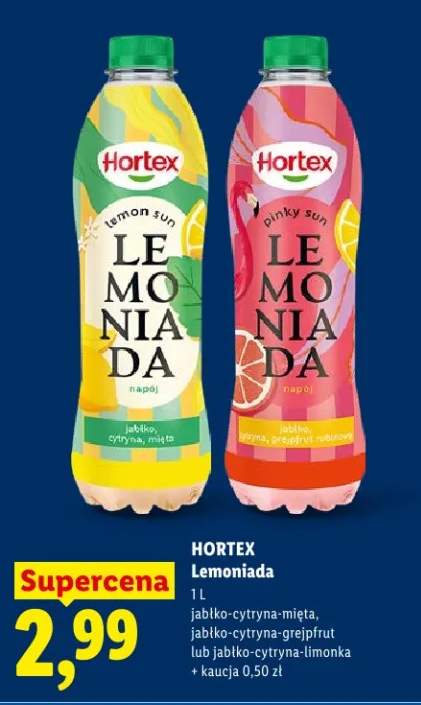 Lemoniada jabłko-cytryna-mięta, jabłko-cytryna-grejpfrut lub jabłko-cytryna-limonka