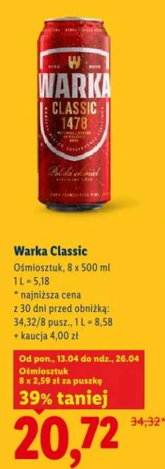 Piwo warka classic