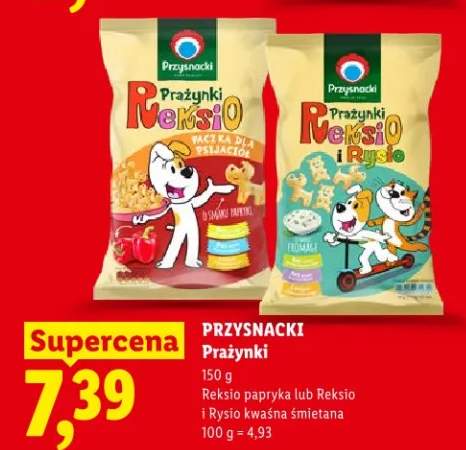 Prażynki Reksio papryka lub Reksio i Rysio kwaśna śmietana