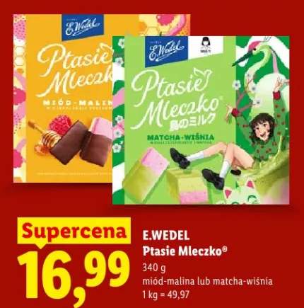 Ptasie mleczko E.Wedel miód-malina lub matcha-wiśnia
