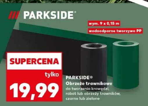 Obrzeże trawnikowe parkside wym. 9x0,15m wodoodporne tworzywo pp