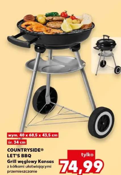 Grill węglowy Kansas z kółkami ułatwiającymi przemieszczanie