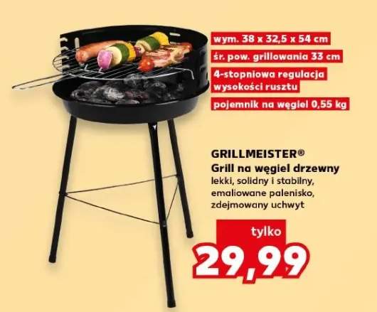 Grill na węgiel drzewny lekki, solidny i stabilny
