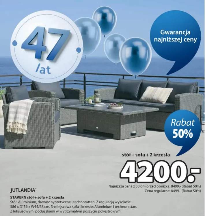 STAVERN stół + sofa + 2 krzesła