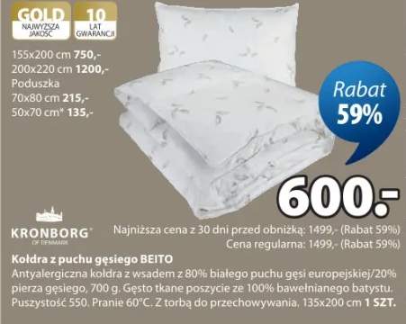 Kołdra z puchu gęsiego BEITO