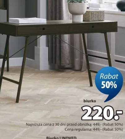 Biurko Lindved okleina i stal S48 x D120 x W76 cm