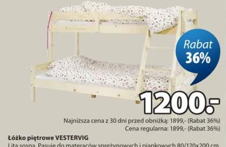 Łóżko piętrowe Vestervig lita sosna 80/120x200 cm ze spodem zabawowym S208 x D131 x W159 cm