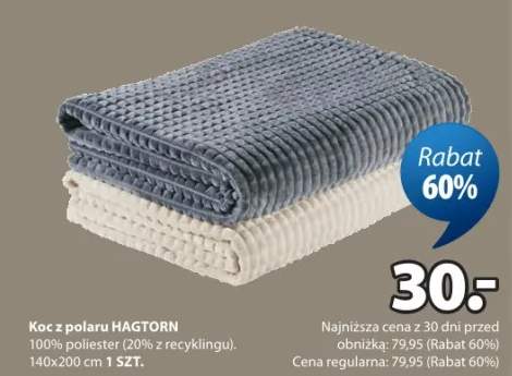 Koc z polaru Hagtorn 100% poliester (20% z recyklingu) 140x200 cm