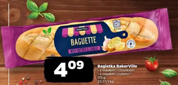 Bagietka BakerVille z masłem i czosnkiem, z masłem i ziołami