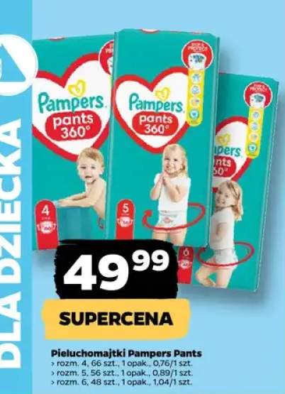 Pieluchomajtki Pampers Pants rozm. 4, rozm. 5, rozm. 6
