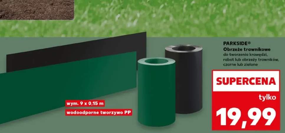 Obrzeże trawnikowe parkside wym. 9x0,15m wodoodporne tworzywo pp