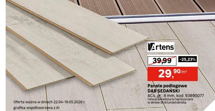 Panele podłogowe laminowane AC4 8 mm Artens Sedański struktura bielonego drewna