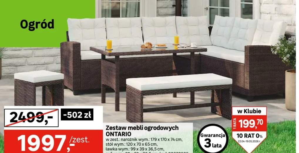 Meble ogrodowe zestaw Ontario brązowo-beżowe