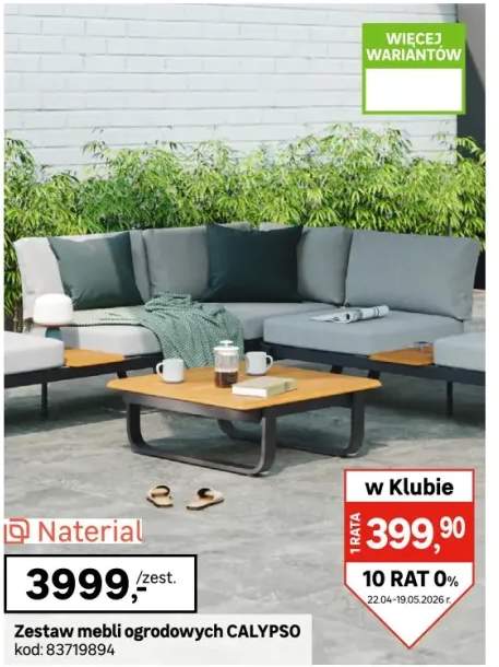 Meble ogrodowe zestaw Calypso szare Naterial