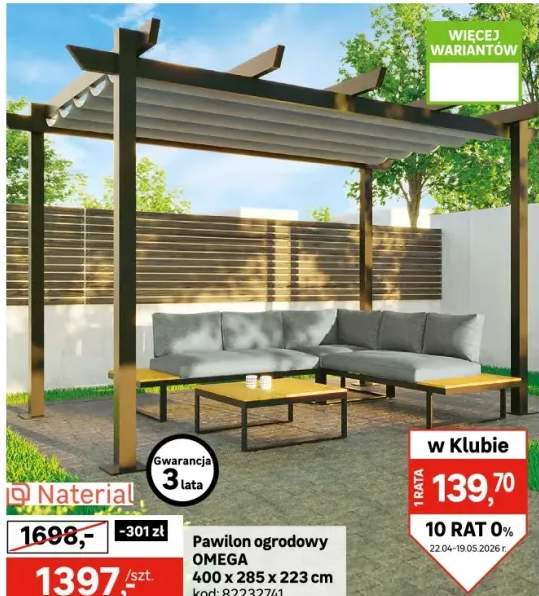 Pawilon ogrodowy pergola Omega 400x282x258 cm antracytowy Naterial