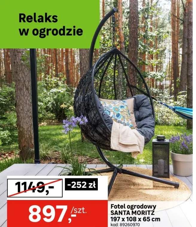 Fotel wiszący kokon Santa Moritz antracytowy Corciano