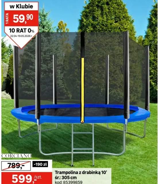 Trampolina z drabinką 10' śr. 305cm Corciano