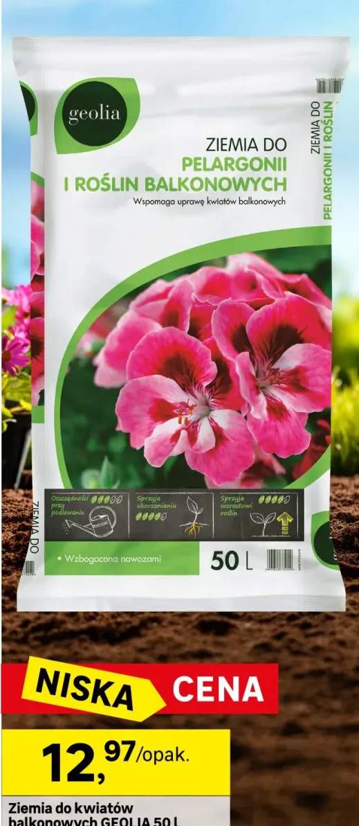 Ziemia do kwiatów balkonowych 50l Geolia
