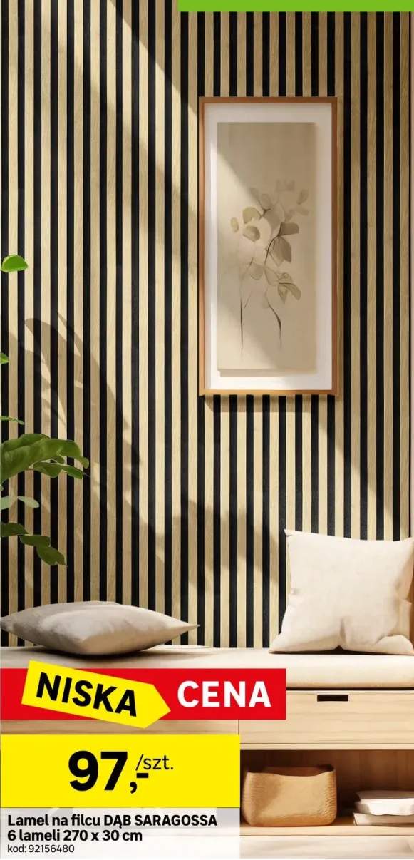 Panele ścienne 3D Lamel na czarnym filcu 270x30 cm Dąb Saragossa 6 lameli