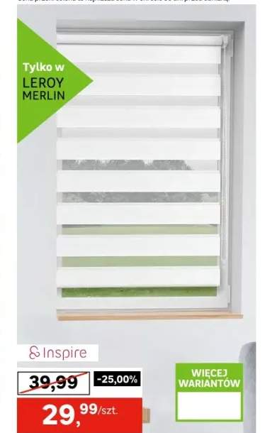 Roleta dzień noc Artemis White biała 36 x 160 cm Inspire