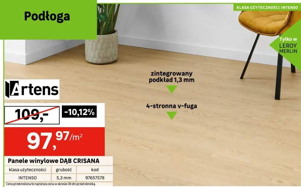 Panele winylowe SPC Artens Intenso Dąb Crisana z podkładem naturalne drewno