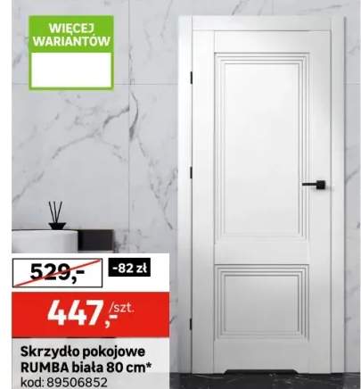 Drzwi wewnętrzne z podcięciem wentylacyjnym Rumba+ białe NPP 80 prawe Artens