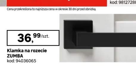 Klamka do drzwi wewnętrznych na rozecie Zumba czarna