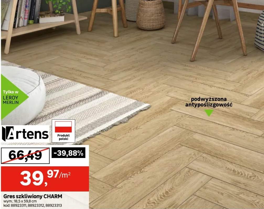 Gres szkliwiony Charm2 Beige 18,5x59,8 Artens