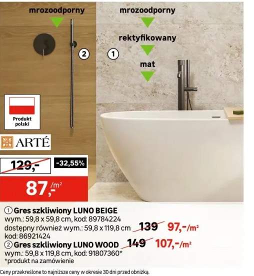 Gres szkliwiony Luno Beige 59.8x119.8 Arte