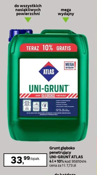 Grunt Głęboko Penetrujący Uni-Grunt 4l+10% Atlas