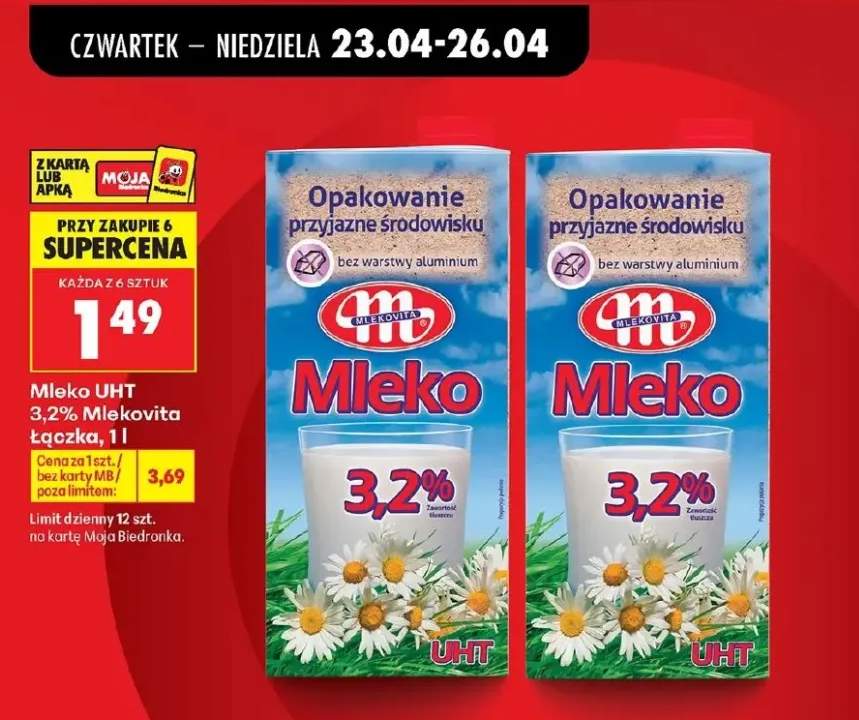 Mleko UHT Mlekovita Łączka 3,2%