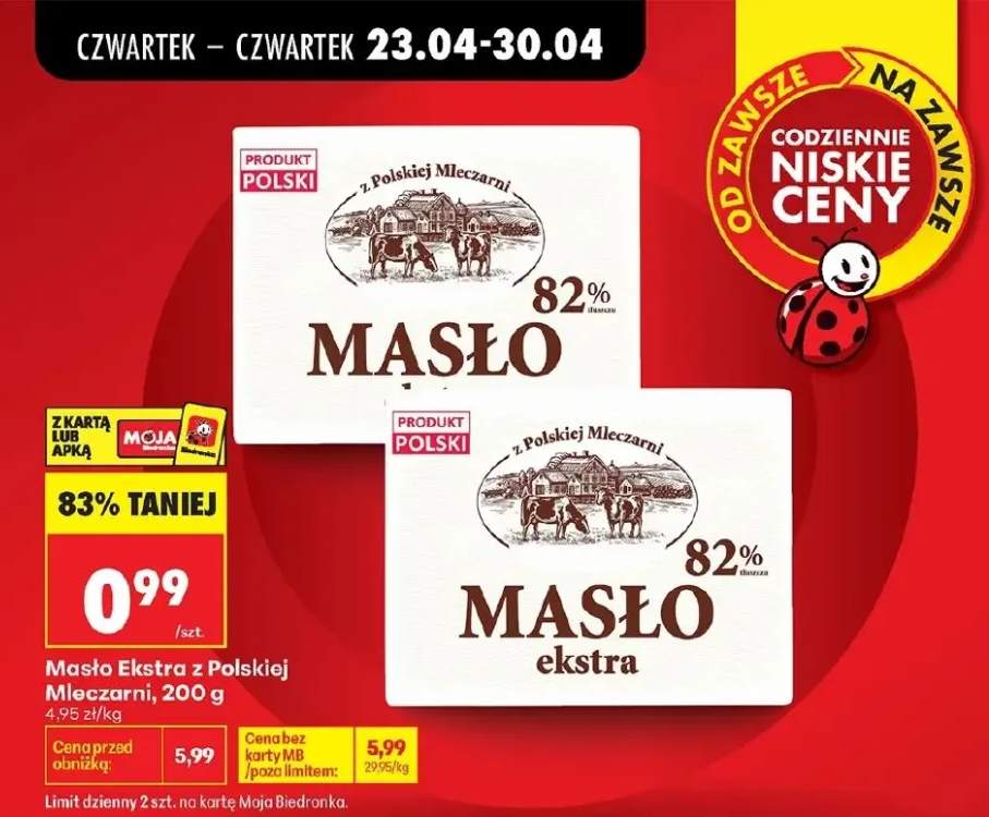 Masło Ekstra z Polskiej Mleczarni 82% tłuszczu