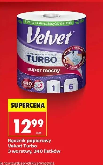 Ręcznik papierowy Velvet Turbo 3 warstwy 340 listków
