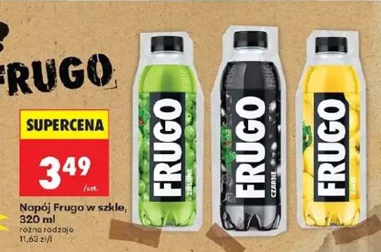 Napój Frugo w szkle zielone