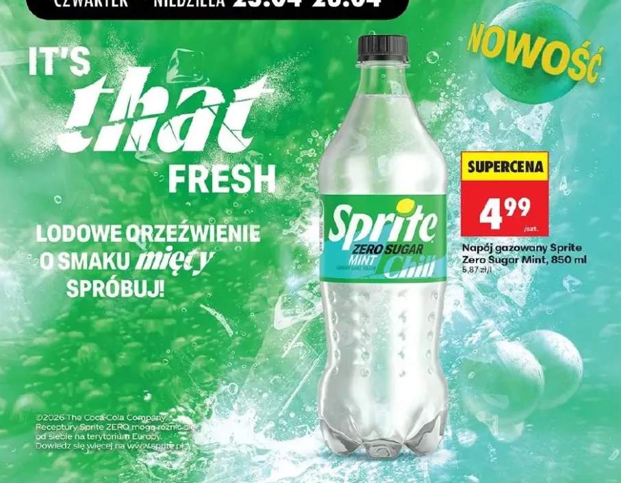 Napój gazowany Sprite Zero Sugar Mint Chill
