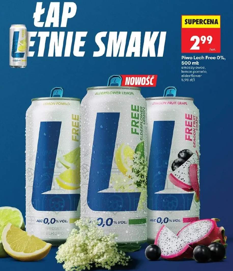 Piwo Lech Free 0% lemon pomelo